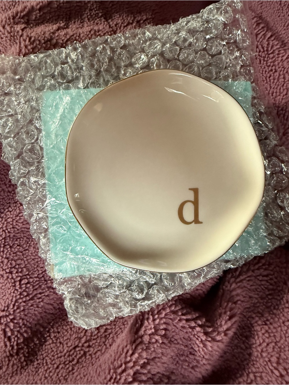 Monogram 'd' Ivory Accent Plate with Gold Lettering